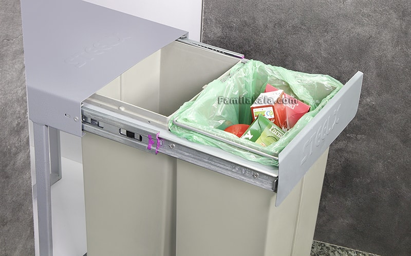 سطل زباله استیل ایکس از جمله سطل های زباله دو مخزنه است