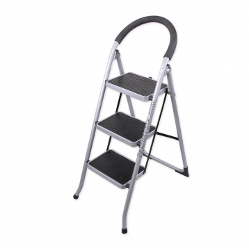 نردبان خانگی تاشو مدل 3 پله نقره ای